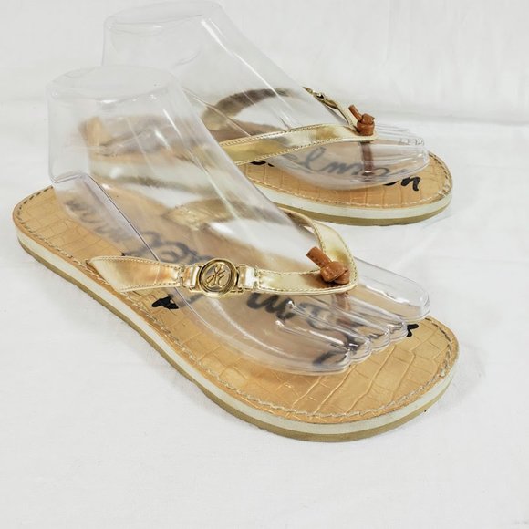 Sam Edelman Shoes - Sam Edelman Gold Miller Flip Flops Sandals Size 9